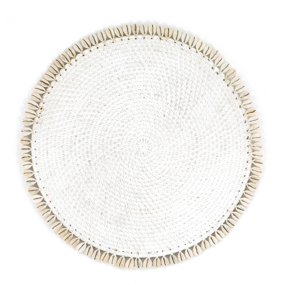 Rattan Cowrie Shell Placemat - Whitewash – BOHOSAN