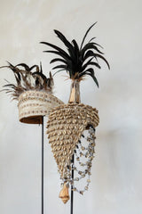 The Guinea Feather Hat on Stand - Natural Black home deco bohosaninterior 