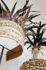 The Guinea Feather Hat on Stand - Natural Black home deco bohosaninterior 